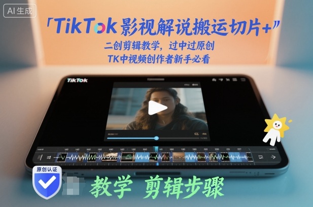 TikTok影视解说搬运切片+二创剪辑教学,过中过原创,TK中视频创作者新手必看-旺仔资源库