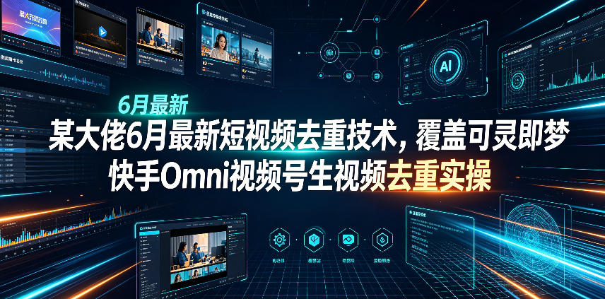 某大佬6月最新短视频去重技术,覆盖可灵即梦快手Omni视频号生视频去重实操-旺仔资源库