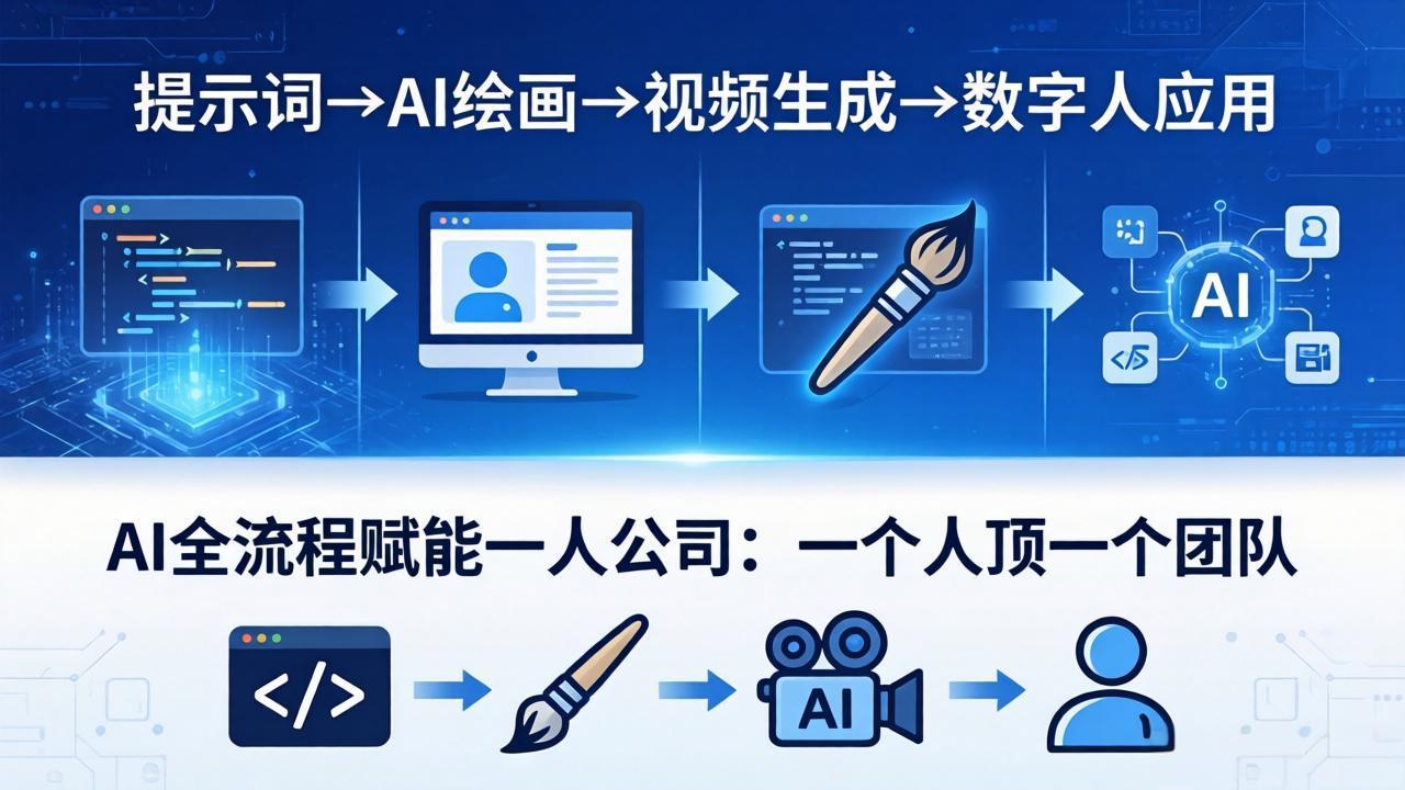 AI全流程赋能一人公司：提示词、绘画、视频、数字人、编程，一个人顶一个团队-旺仔资源库