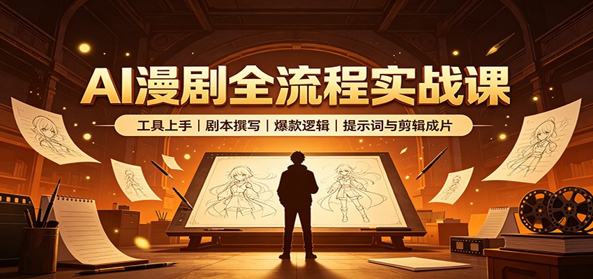 AI漫剧全流程实战课:工具上手、剧本撰写、爆款逻辑、提示词与剪辑成片-旺仔资源库