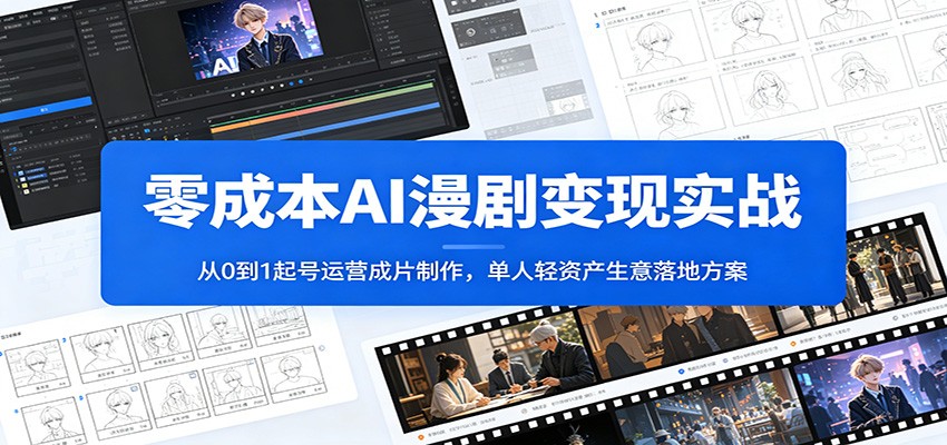 零成本AI漫剧变现实战：从0到1起号运营成片制作，单人轻资产生意落地方案-旺仔资源库