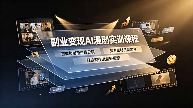 副业变现AI漫剧实训课程，智能体辅助生成分镜，参考素材批量出片，轻松制作流量短视频-旺仔资源库