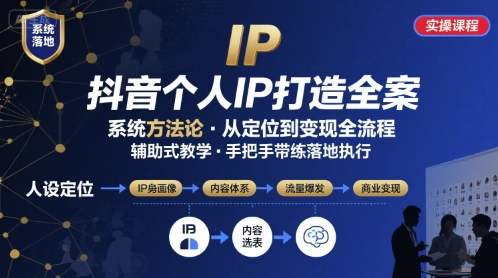 抖音个人IP系统落地实操大课，实操课程，辅助落地-旺仔资源库