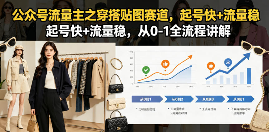公众号流量主之穿搭贴图赛道，起号快+流量稳，从0-1全流程讲解-旺仔资源库