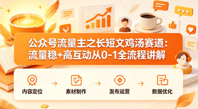 公众号流量主之长短文鸡汤赛道，流量稳+高互动，从0-1全流程讲解-旺仔资源库