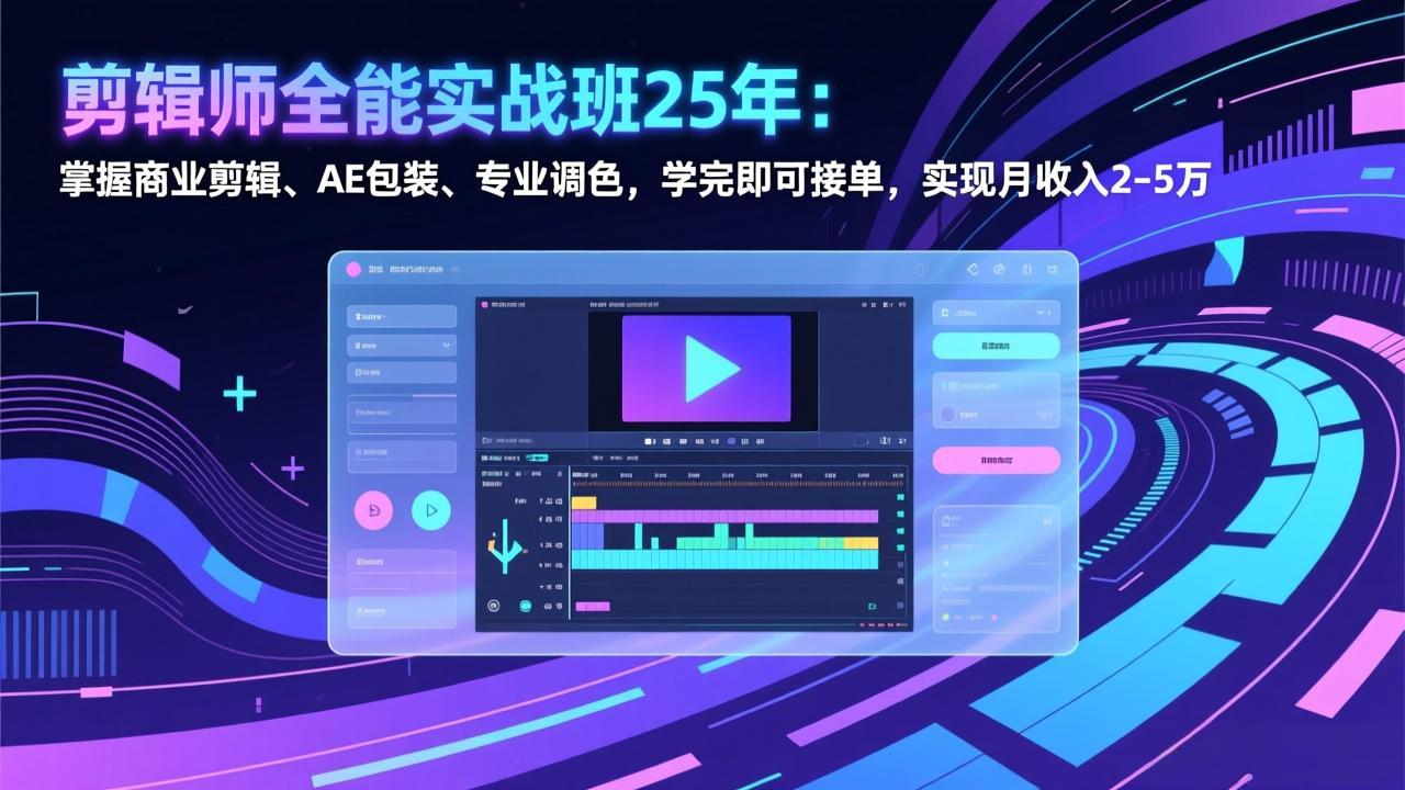 剪辑师全能实战班25年:掌握商业剪辑、AE包装、专业调色,学完即可接单,实现月收入2-5万-旺仔资源库