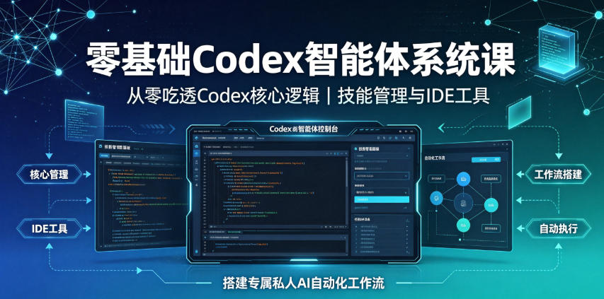 零基础Codex智能体系统课｜从零吃透Codex核心逻辑、技能管理与IDE工具，搭建专属私人AI自动化工作流-旺仔资源库