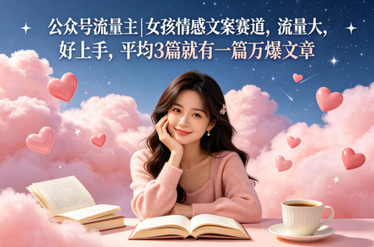 公众号流量主女孩情感文案赛道，流量大，好上手，平均3篇就有一篇万爆文章-旺仔资源库
