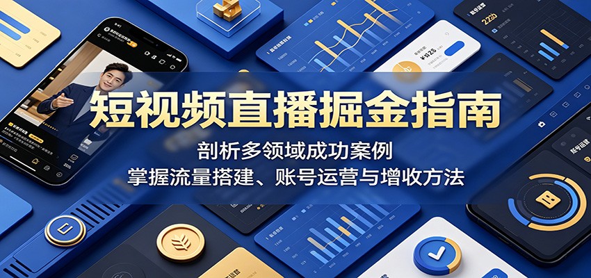 短视频直播掘金指南:剖析多领域成功案例,掌握流量搭建、账号运营与增收方法-旺仔资源库