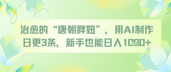 治愈的“唐朝胖妞”，用AI制作日更3条，新手也能日入多张-旺仔资源库