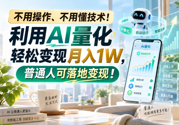 不用操作、不用懂技术！利用AI量化轻松变现月入1W，普通人可落地变现！【揭秘】-旺仔资源库