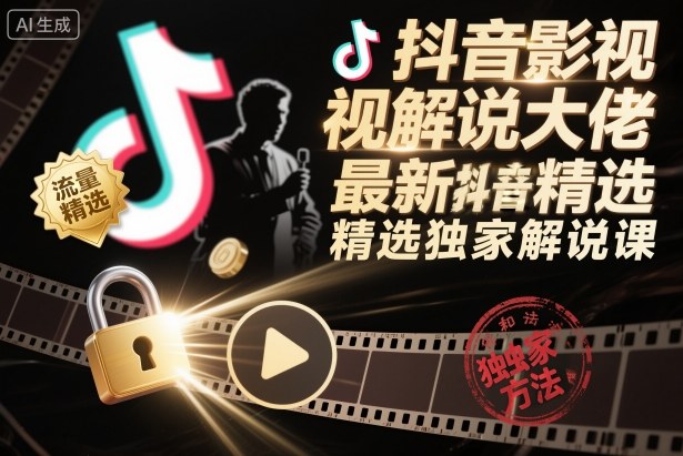 抖音影视解说大佬最新抖音进精选和独家方法,精选独家解说课-旺仔资源库