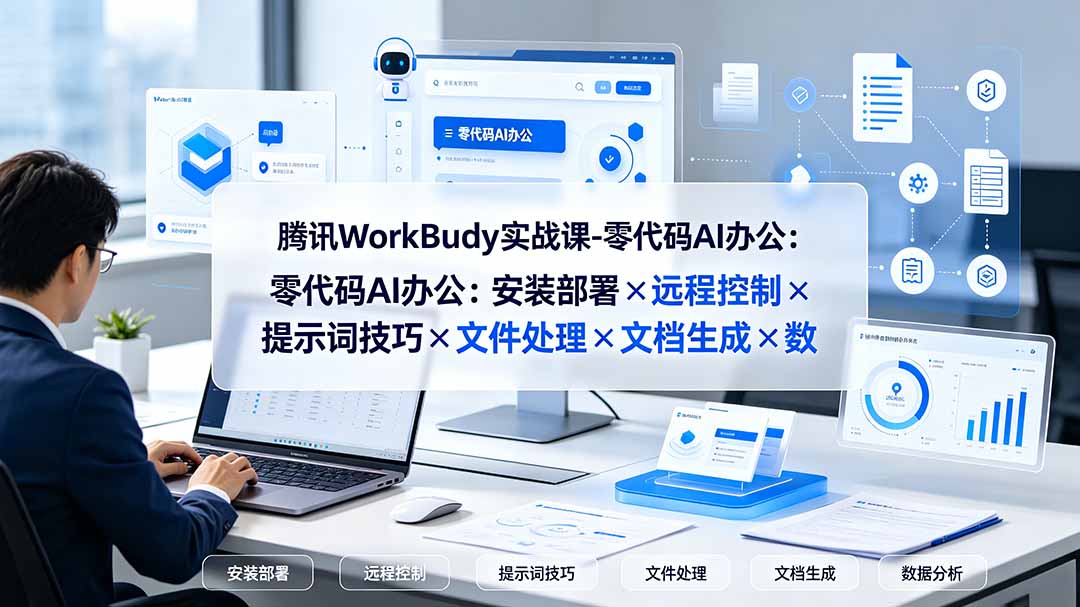 腾讯WorkBuddy实战课-零代码AI办公:安装部署×远程控制×提示词技巧×文件处理×文档生成×数据分析-旺仔资源库