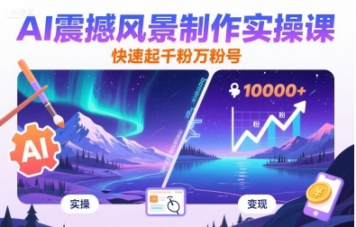 AI震撼风景制作实操课，快速起千粉万粉号-旺仔资源库