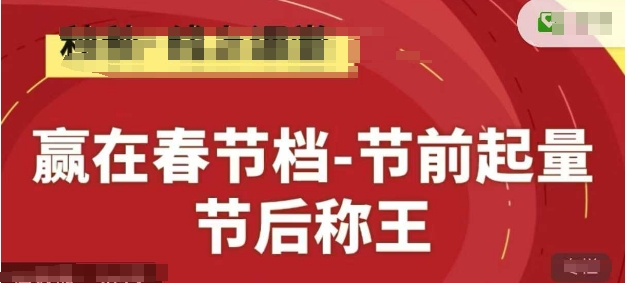 赢在春节档-节前起量，后称王，淘系精品线上系列课-旺仔资源库