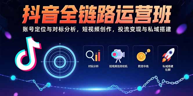 抖音全链路运营班：账号定位与对标分析，短视频创作，投流变现与私域搭建-旺仔资源库