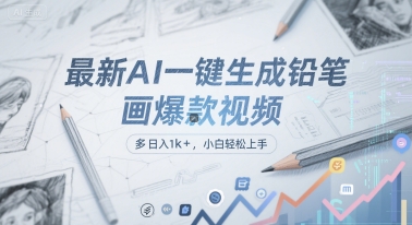 最新AI一键生成铅笔画爆款视频，多平台分发，日 入1k+，小白轻松上手【揭秘】-旺仔资源库