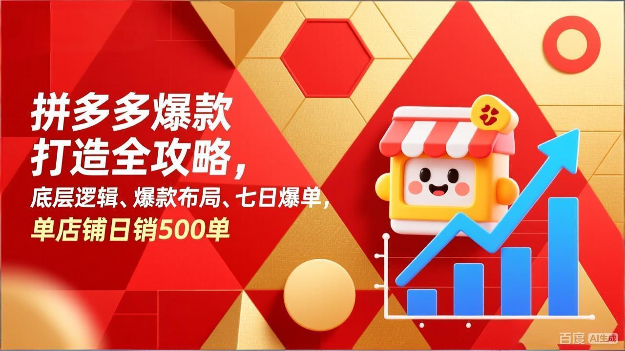 拼多多爆款打造全攻略，底层逻辑、爆款布局、七日爆单，单店铺日销500单-旺仔资源库