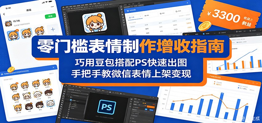 零门槛表情制作增收指南：巧用豆包搭配 PS 快速出图，手把手教微信表情上架变现-旺仔资源库