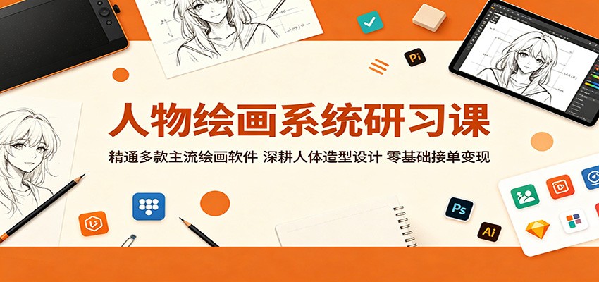 人物绘画系统研习课：精通多款主流绘画软件，深耕人体造型设计，零基础接单变现-旺仔资源库