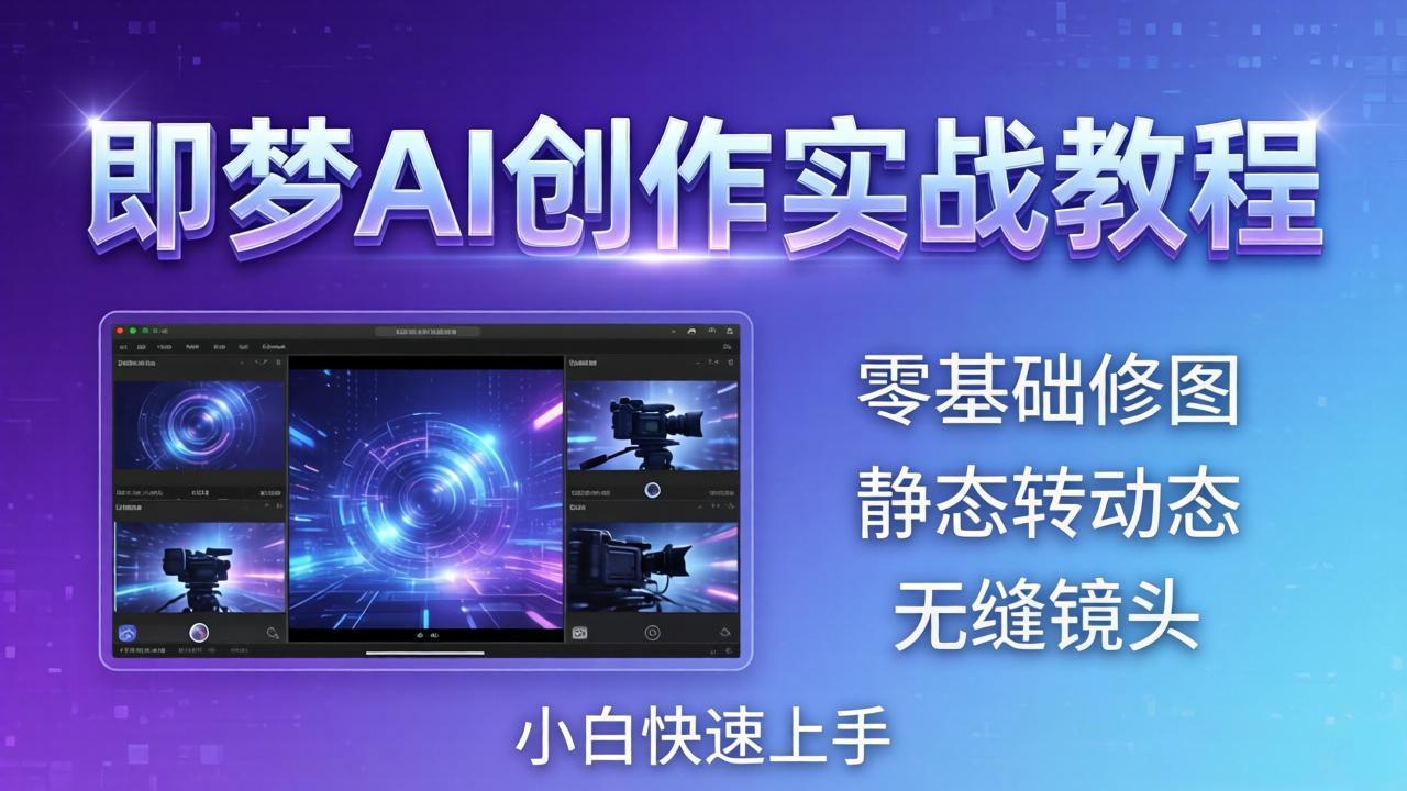 即梦AI创作实战教程，从零基础修图到AI导演，实战教学静态转动态+无缝镜头，小白快速上手-旺仔资源库