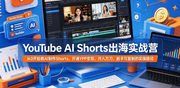 YouTube AI Shorts出海实战营，从0开始教AI制作Shorts，开通YPP变现，月入万刀，新手可复制的实操路径-旺仔资源库