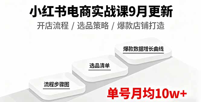 小红书电商实战课9月更新，开店流程/选品策略/爆款店铺打造，单号月均10w+-旺仔资源库