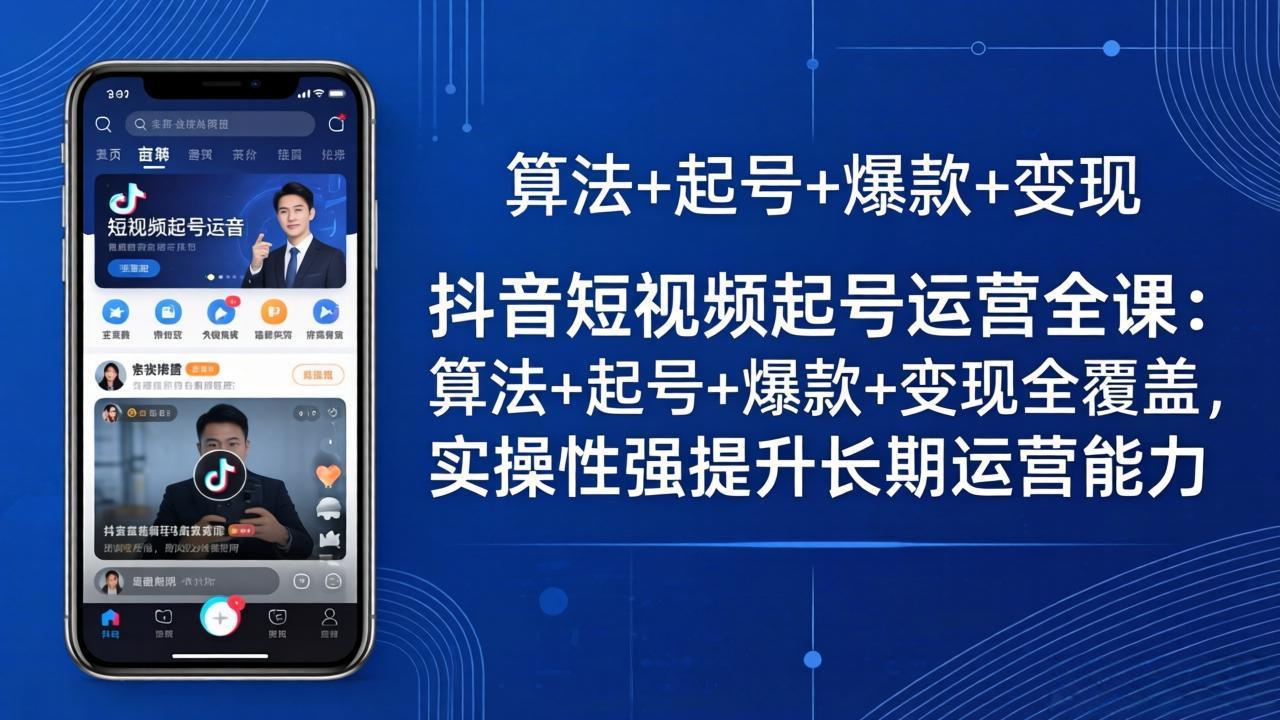 抖音短视频起号运营全课：算法+起号+爆款+变现全覆盖，实操性强提升长期运营能力-旺仔资源库