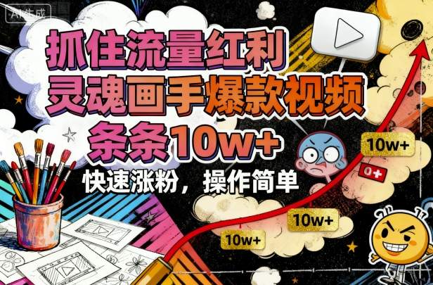 抓住流量红利，灵魂画手爆款视频，条条10w+，快速涨粉，操作简单-旺仔资源库