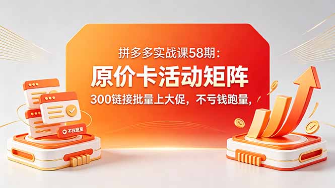 拼多多实战课58期：原价卡活动矩阵，300链接批量上大促，不亏钱跑量-旺仔资源库