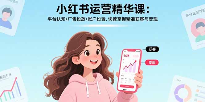 小红书运营精华课：平台认知/广告投放/账户设置,快速掌握精准获客与变现-旺仔资源库