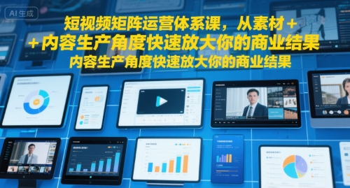 短视频矩阵运营体系课，从素材+内容生产角度快速放大你的商业结果-旺仔资源库