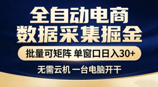 独家电商数据全自动采集项目,批量可矩阵,单窗口轻松日入3张+【揭秘】-旺仔资源库