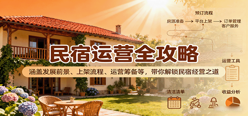 民宿运营全攻略：涵盖发展前景、上架流程、运营筹备等，带你解锁民宿经营之道-旺仔资源库