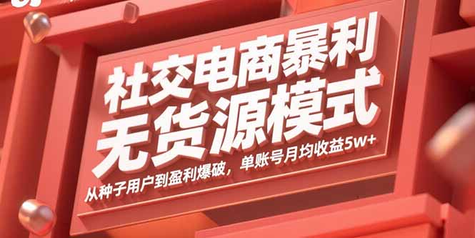 社交电商暴利无货源模式：从种子用户到盈利爆破，单账号月均收益5w+-旺仔资源库
