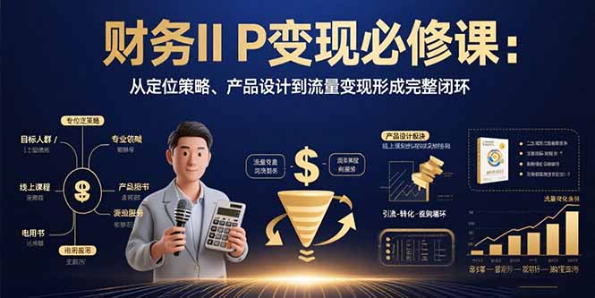 财务IP变现必修课：从定位策略、产品设计到流量变现形成完整闭环-旺仔资源库