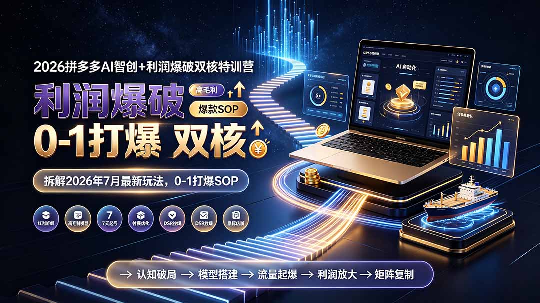 2026拼多多AI智创+利润爆破双核特训营-拆解2026年7月最新玩法,0-1打爆SOP-旺仔资源库