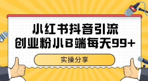 小红书抖音创业粉，小B端粉自热 日引99+的一个玩法【揭秘】-旺仔资源库