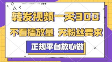 转发视频一天3张+，正规平台放心做，不看播放量，不看粉丝量，一个任务几分钟完成【揭秘】-旺仔资源库
