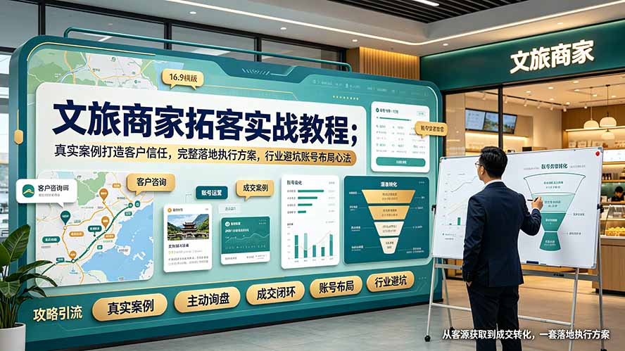 文旅商家拓客实战教程;真实案例打造客户信任,完整落地执行方案,行业避坑账号布局心法-旺仔资源库