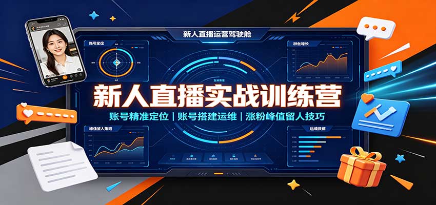 新人直播实战训练营:账号精准定位,账号搭建运维,涨粉峰值留人技巧-旺仔资源库