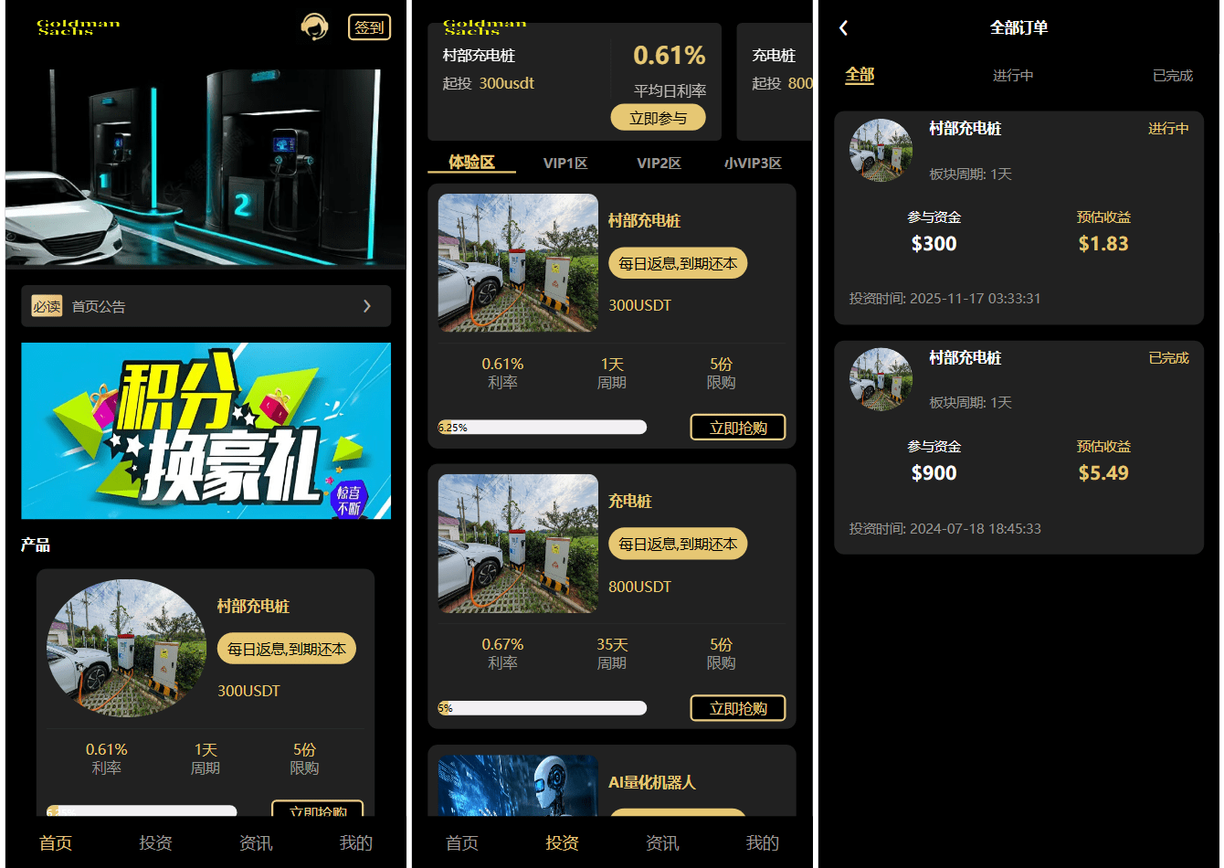 Fidelity充电桩投资理财系统源码-前端uniapp纯源码+后端PHP-旺仔资源库