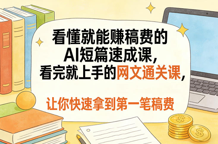 看懂就能賺稿费的AI短篇速成课,看完就上手的网文通关课,让你快速拿到第一笔稿费(更新8月)-旺仔资源库