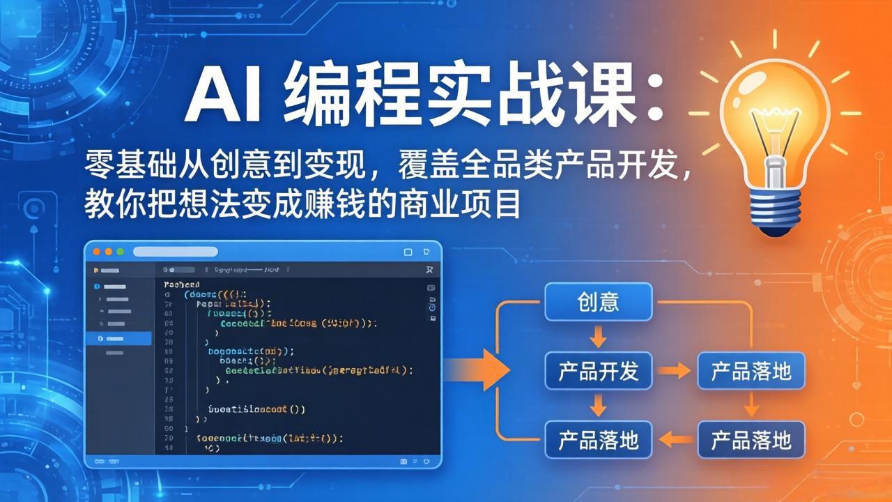 AI编程实战课-第三期-5月9更新：零基础从创意到变现，覆盖全品类产品开发，把想法变成赚钱项目-旺仔资源库