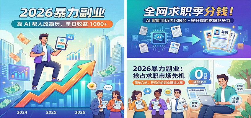 2026暴力副业:靠AI帮人改简历,单日收益1000+,全网求职季分钱-旺仔资源库