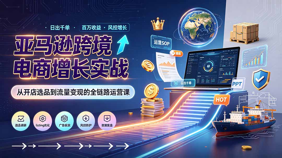 亚马逊0-1孵化特训营8期:从注册风控到稳定日出千单实战,规避审核封店风险,标准化执行流程落地-旺仔资源库