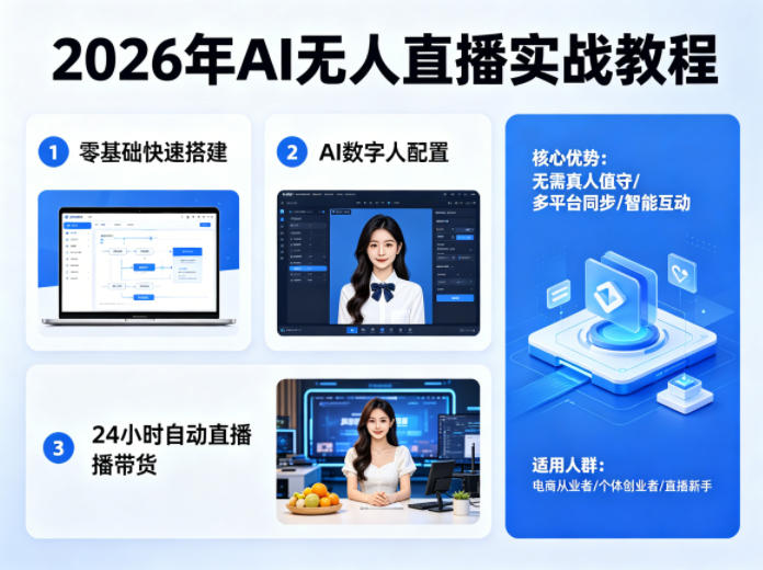 2026年AI无人直播实战教程，零基础也能快速搭建AI数字人无人直播间，实现24小时自动直播带货-旺仔资源库