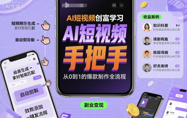 AI短视频创富学习，手把手教会你制作AI短视频-旺仔资源库