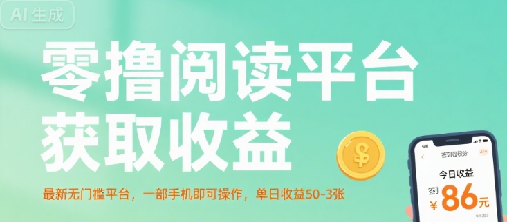 零撸阅读平台获取收益，最新无门槛平台，一部手机即可操作，单日收益50-3张【揭秘】-旺仔资源库