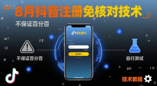 8月抖音注册免核对技术，不保证百分百，自测-旺仔资源库